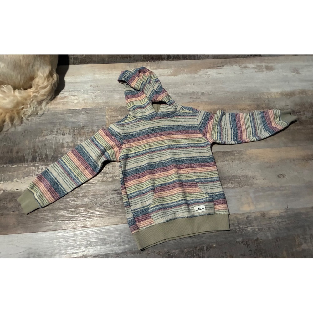 Quiksilver Boys Multi Color Striped Knit Pullover Hoodie Size 7 Surf Style